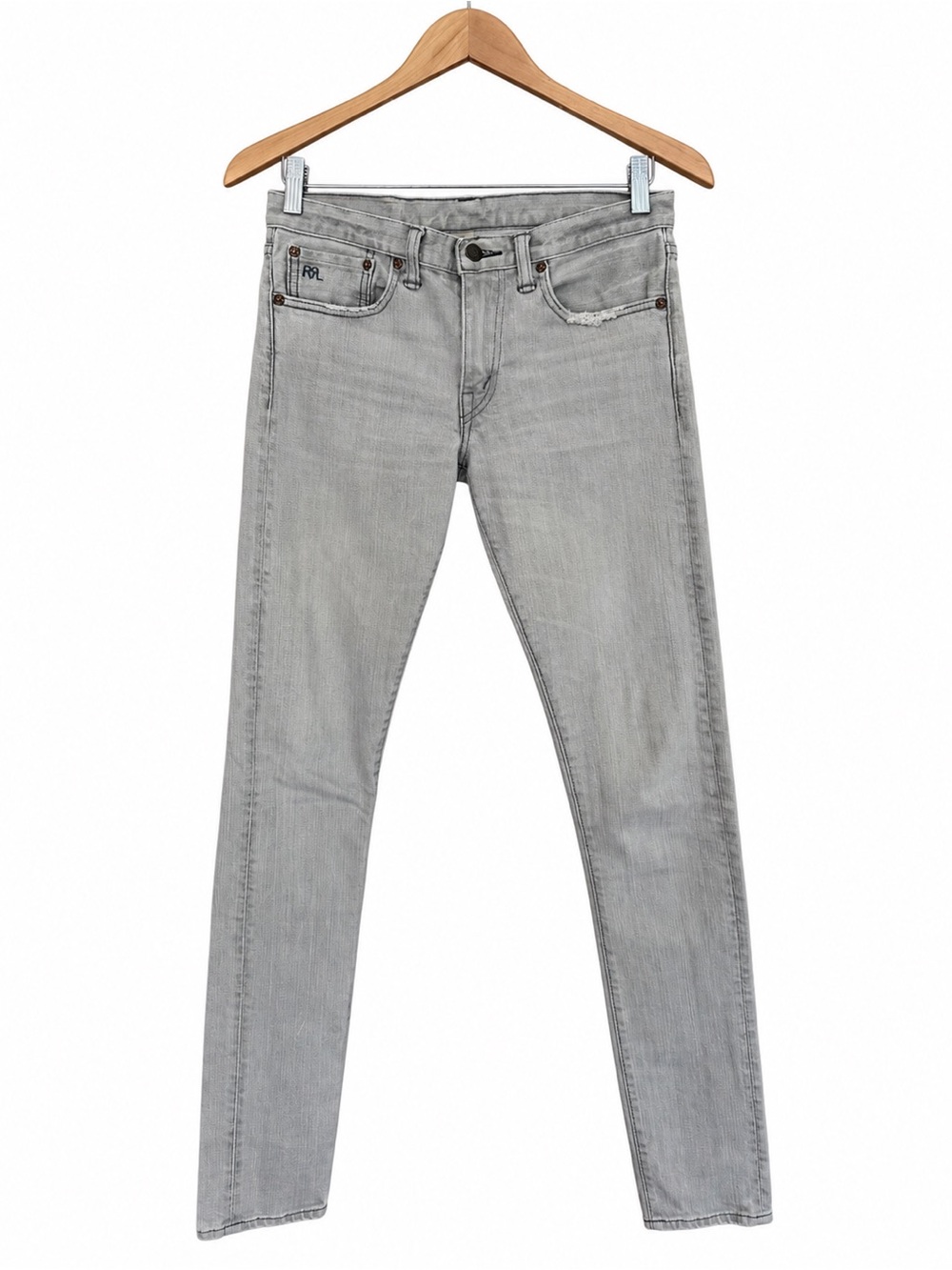 RRL Ralph Lauren Double RL Skinny Fit Gray Selvedge Denim Jeans 27 USA Made